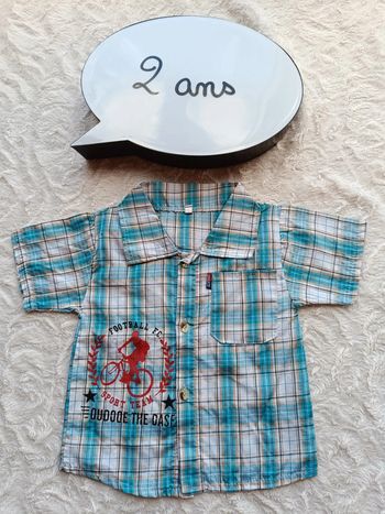 Chemise manches courtes à carreaux Garçon 2 ans