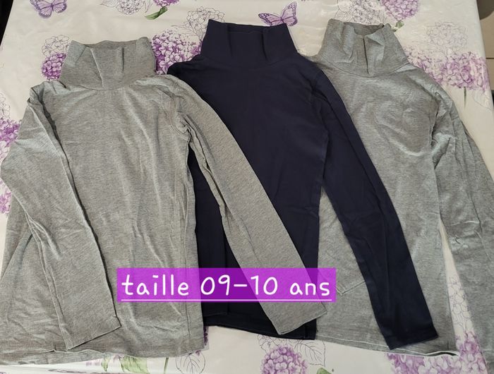 Lot de 3 t-shirt manches longues et col roulé en 9-10 ans