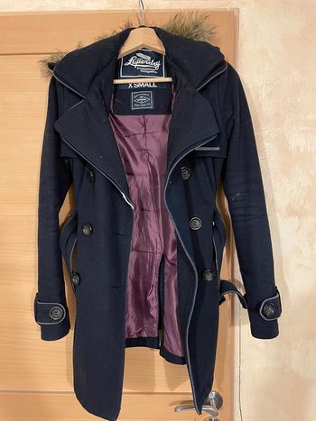 Manteau laine femme bleu Superdry