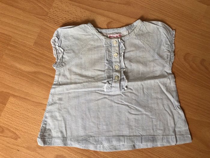 Joli haut/T-shirt léger MC à rayures Grain de Blé T. 12 mois TBE