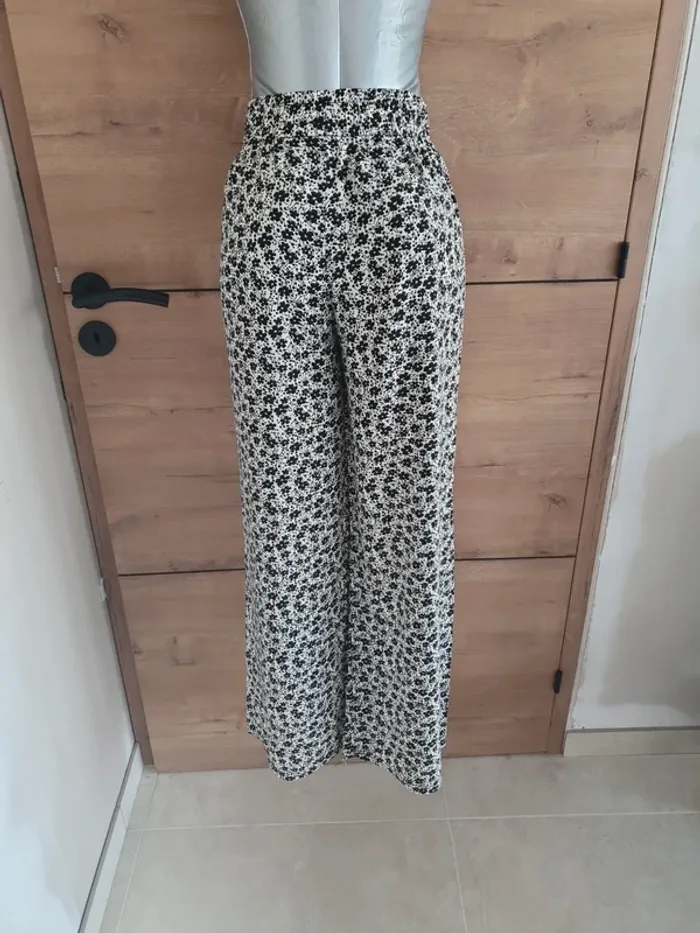 Pantalon fluide motif fleuri élastique taille - photo numéro 4