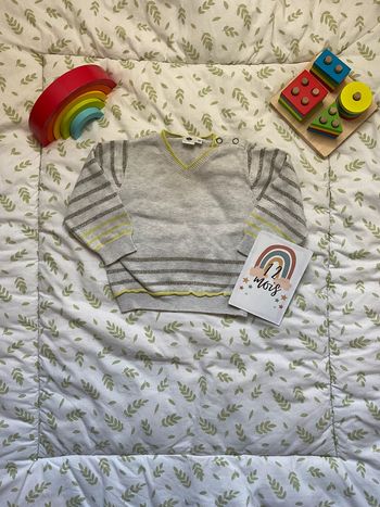 pull col V gris 12 mois grain de blé