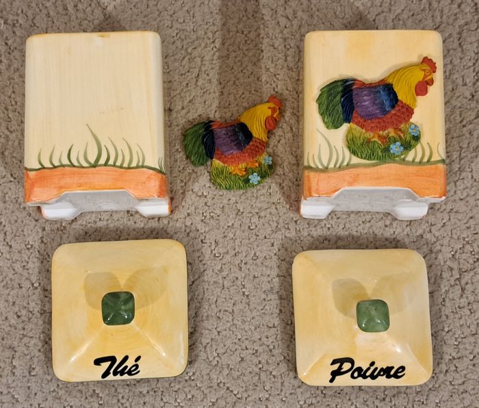 🍽 Ensemble de 5 pots colorés en céramique EDW - Sucre, café, sel, thé, poivre - photo numéro 2