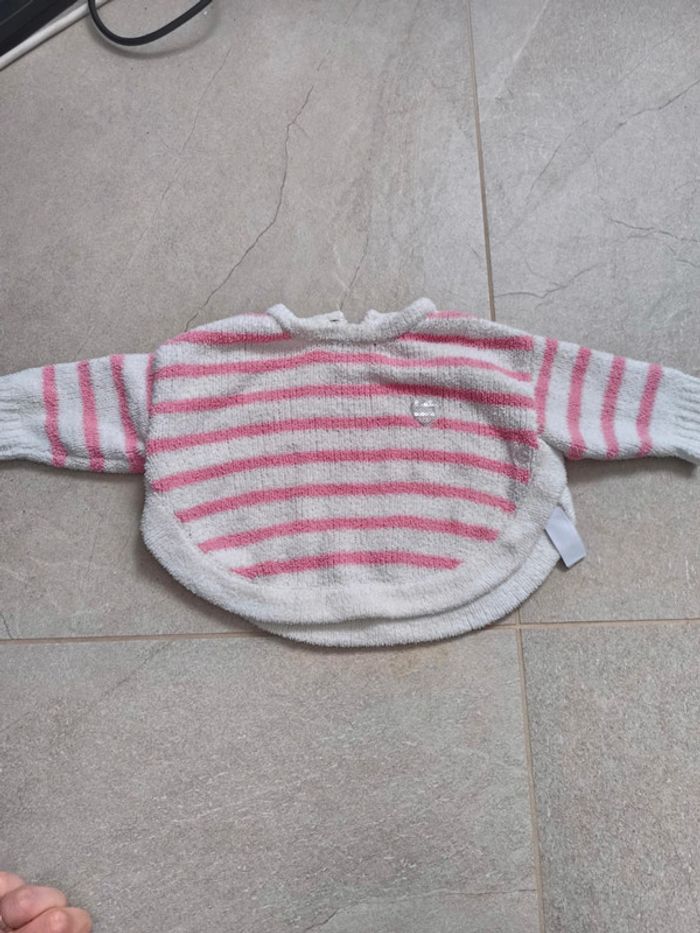 Gilet tex rose rayé 6 mois
