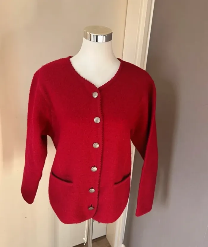 La compagnie des pulls veste en laine, bouillie, rouge, taille 1/36 - photo numéro 8