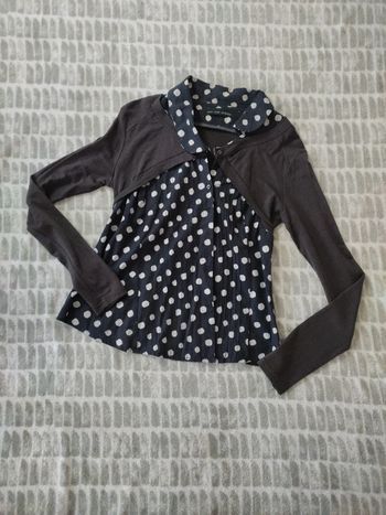Blouse chemise chemisier bleu marine à pois Col One step taille S 36