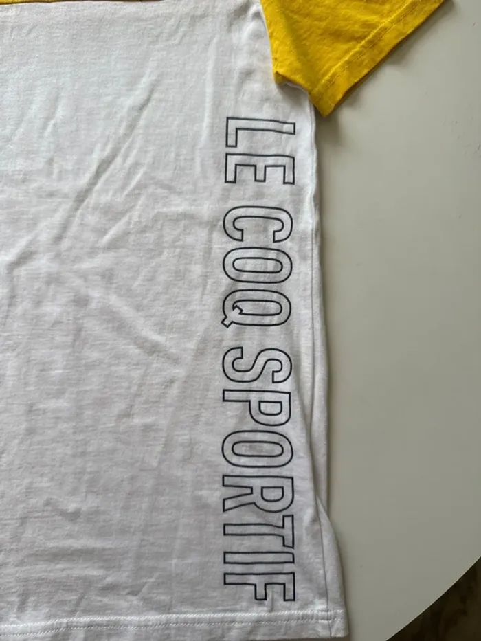T-shirt Le Coq Sportif Jaune & Blanc – Taille XS – Neuf - photo numéro 3