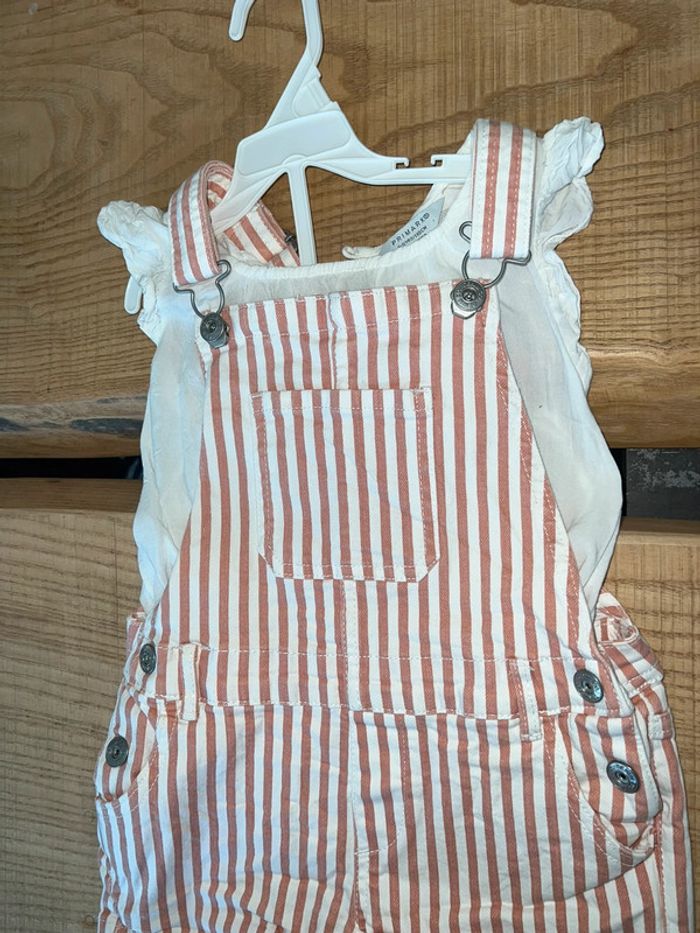 Ensemble Primark 5-6 ans 5 6 salopette short débardeur été marinière rayures - photo numéro 3