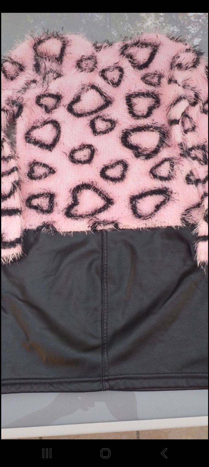 Robe bi-matiére rose et noire - photo numéro 5
