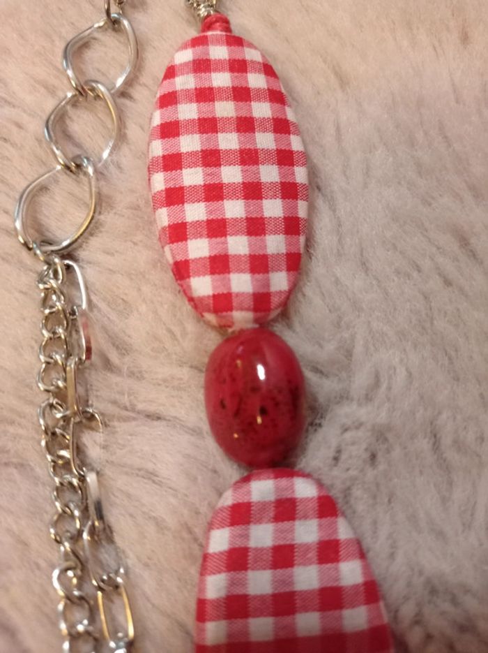 Collier vichy rouge - photo numéro 4