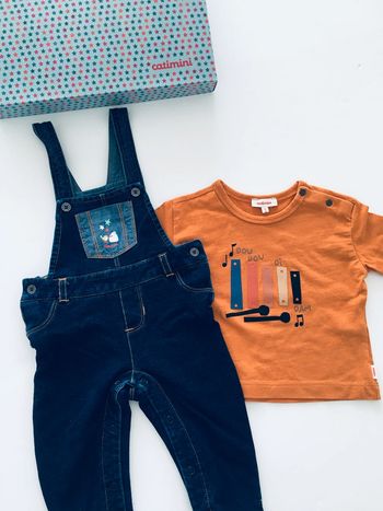 Lot Salopette et Tee-Shirt Catimini 6 mois