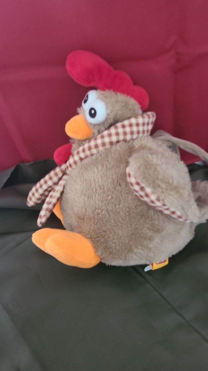 Peluche doudou Poule marron Fizzy 30 cm - photo numéro 5