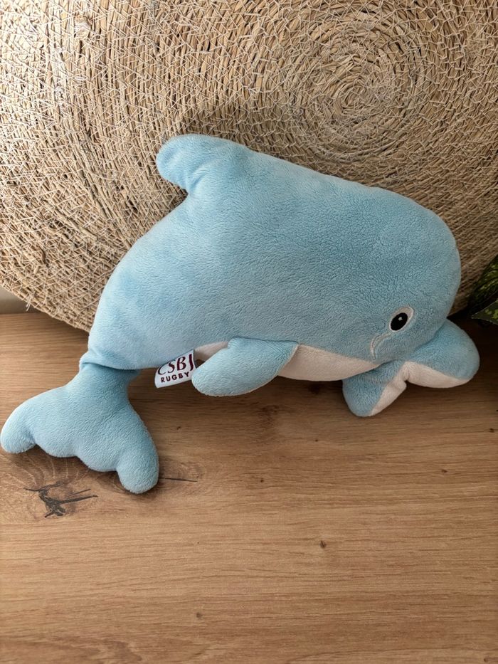 Doudou dauphin bleu blanc mascotte csbj rugby - photo numéro 3