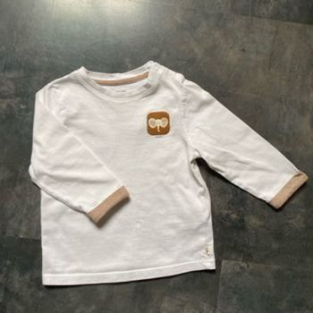 Joli t-shirt blanc et marron éléphant 12 mois Obaibi