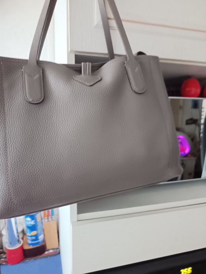 Sac Longchamp roseau gris clair en cuir - photo numéro 3