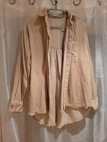 Sur-chemise effet velour beige