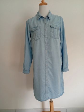 Promod - Robe chemise fluide taille 38 | bleu clair - printemps été