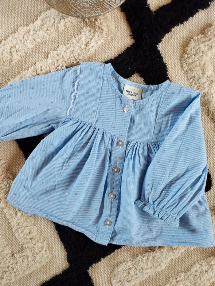 Blouse bleu et argenté