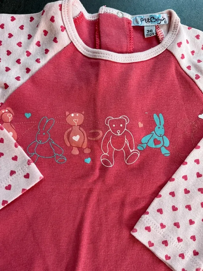 Haut pyjama rose 36 mois fille Ptit Béguin