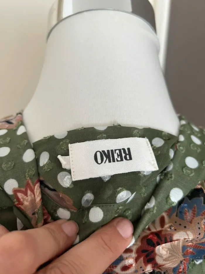 Reiko blouse haut voilée vert imprimée, femme, taille M/38 - photo numéro 6