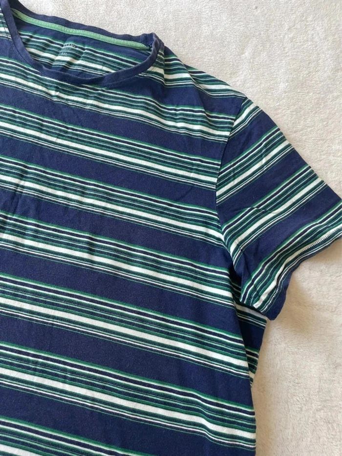 Haut t-shirt à manches courtes bleu blanc vert à rayures 5XL - photo numéro 2