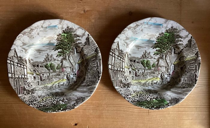 2 assiettes porcelaine anglaise enoch wedgwood ltd - photo numéro 2