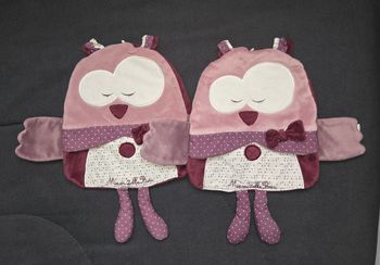 Lot de 2 doudous plat chouette Mam'zelle Bou - Sauthon
