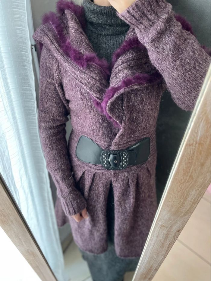 Gilet long femme violet - photo numéro 5