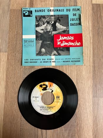Vinyle 45 tours-Bande Originale de film-Jamais le dimanche