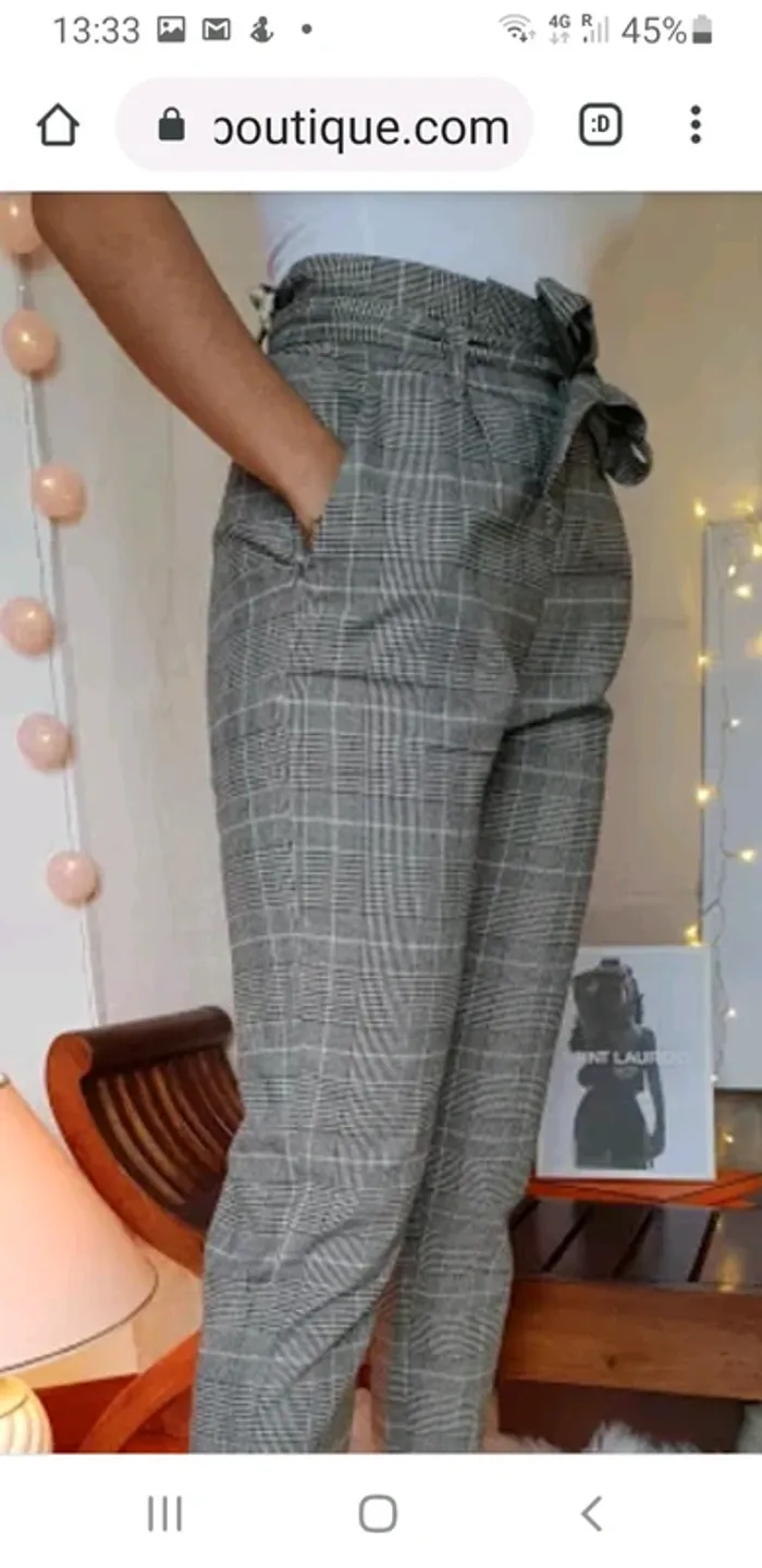Pantalon 3/4 Carotte Prince de Galles - photo numéro 4