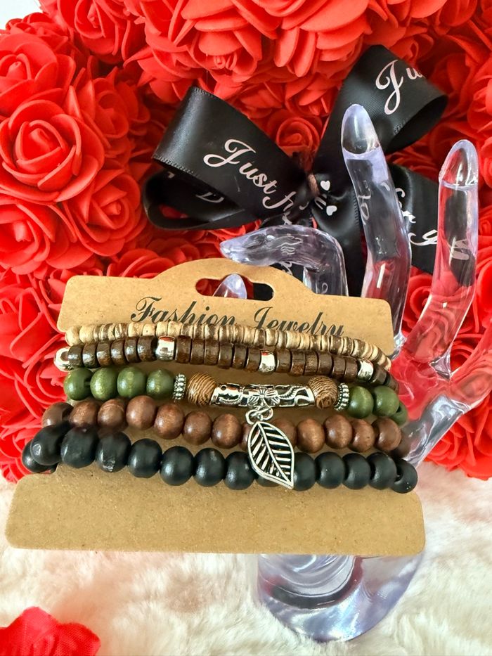 🍃 Lot de bracelets bois & perles – Style naturel et ethnique 🍃