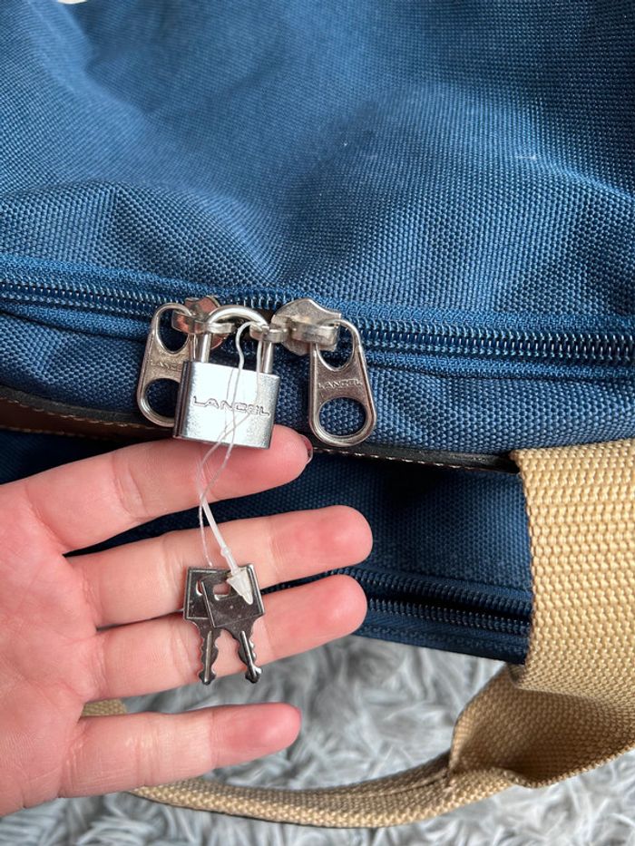 NEUF magnifique sac LANCEL toile et cuir, bleu marine - photo numéro 13
