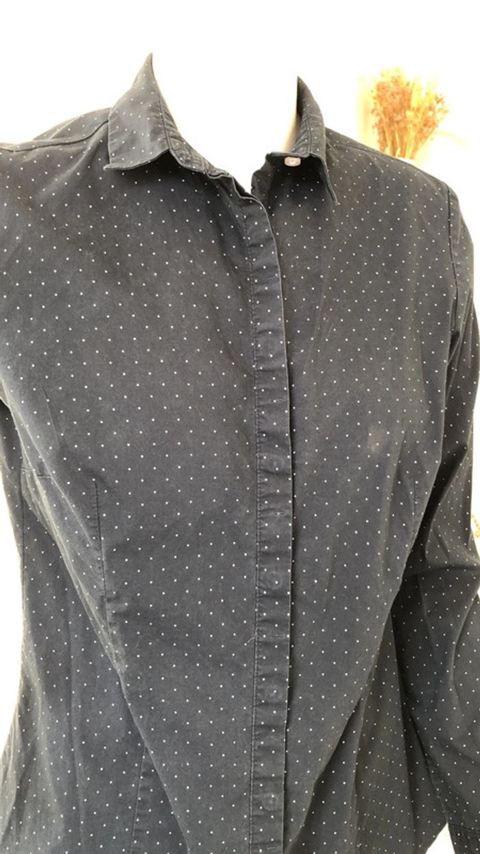 Chemise bleue marine à pois blancs - photo numéro 5