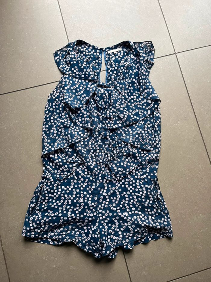 Combishort bleu à fleurs Maje S