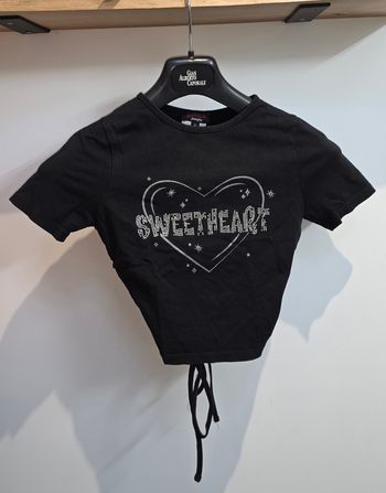 Tee-shirt court noir dos nu XS