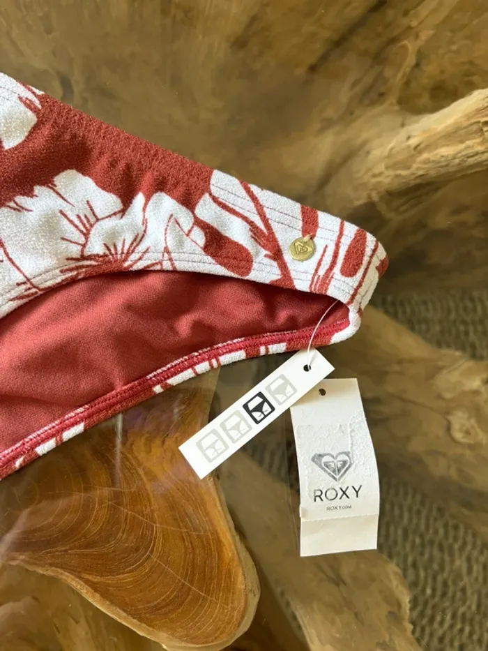 Bas de maillot de bain Roxy femme tropic fleur feuille marron blanc - photo numéro 4