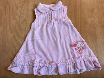 Belle robe en velours rose sans manches T. 3 mois fille TBE