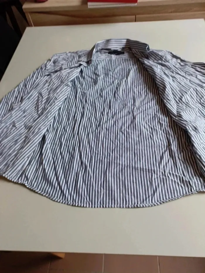 Chemise rayé gris et blanc emporio fashion taille l - photo numéro 8