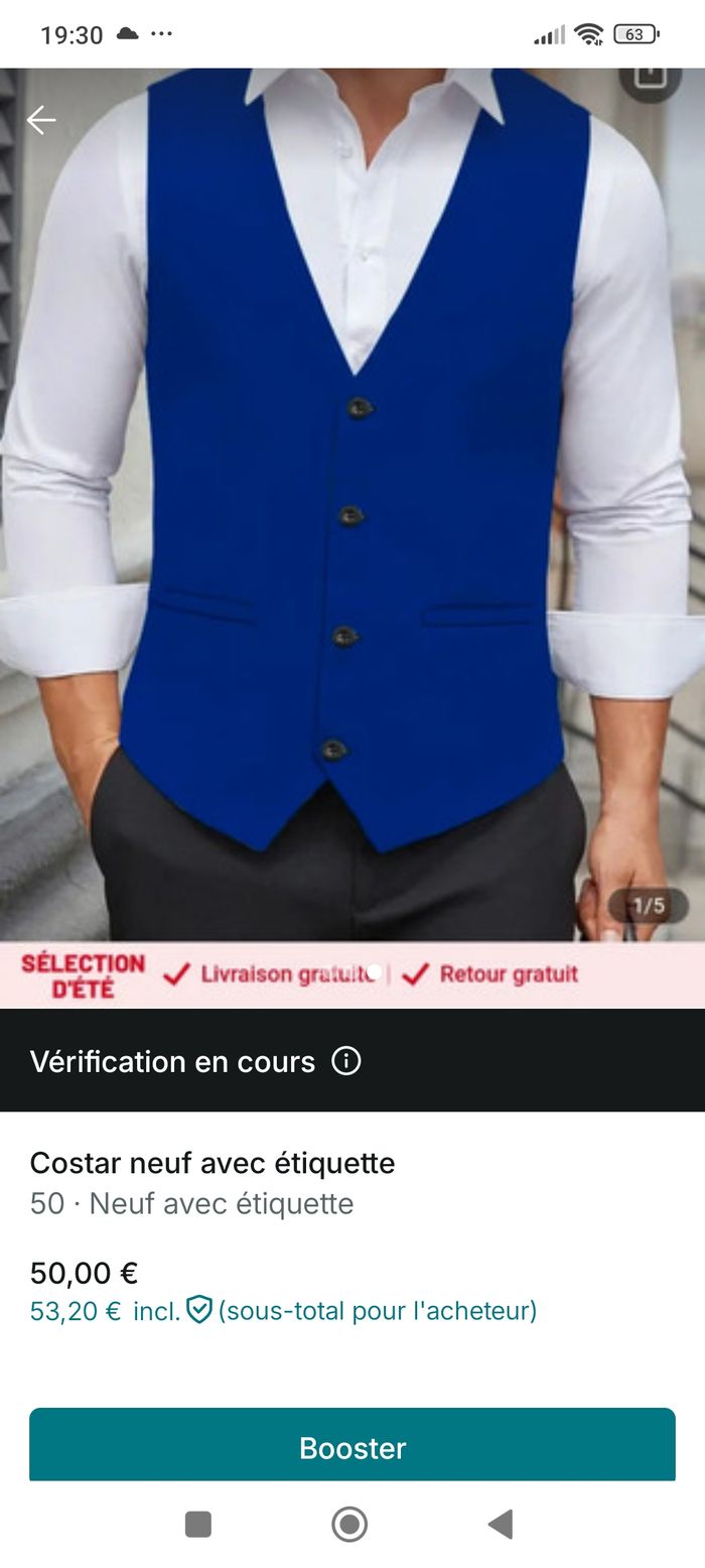 Vend costar homme neuf encore etiquette