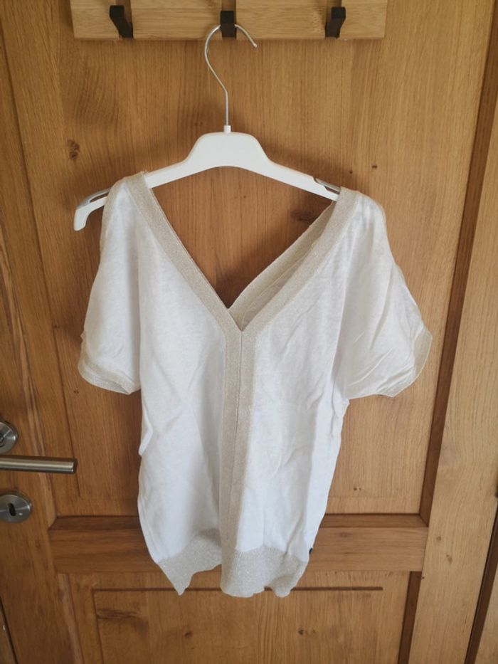 Blouse Instinct Bonobo en blanc et doré Xs