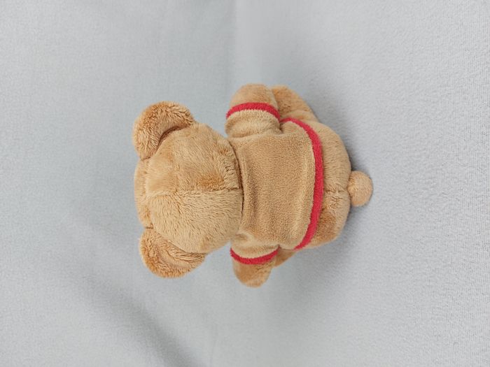 Peluche doudou ours brun marron NICOTOY tee-shirt coeur rouge blanc 20 cm assis vintage - photo numéro 2