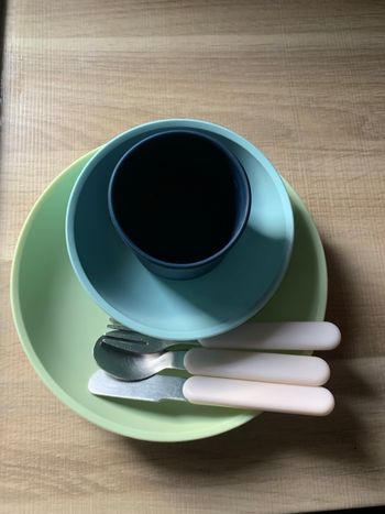Lot assiette, couverts et gobelet Nattou