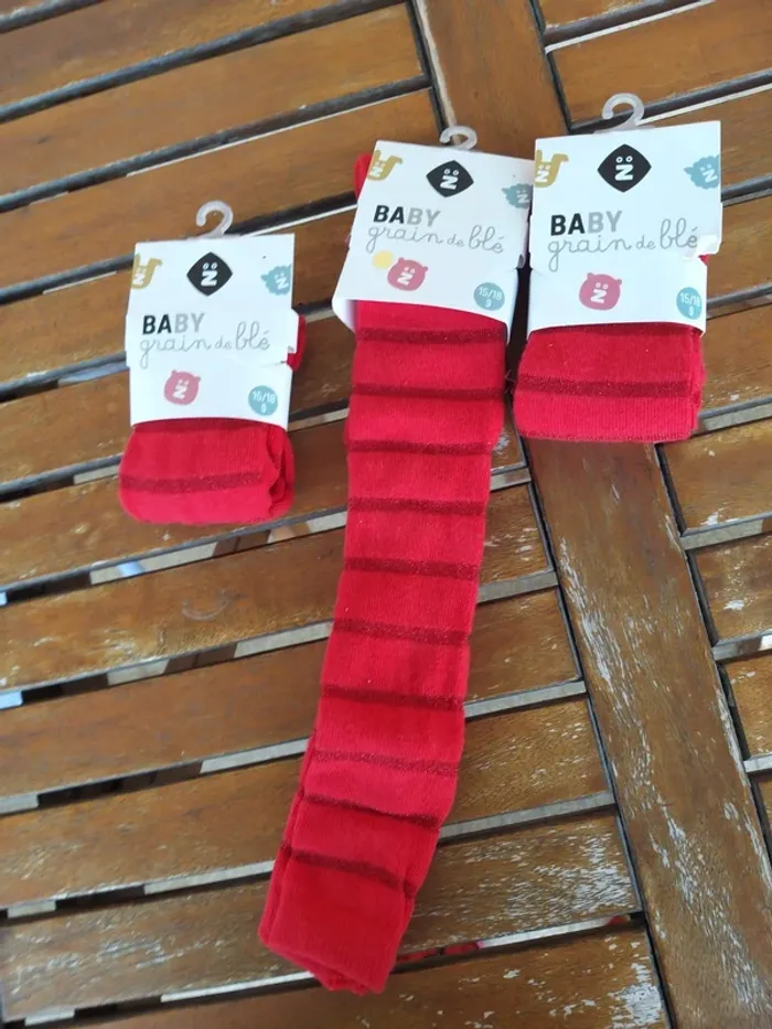Lot de collants bébé fille rouge