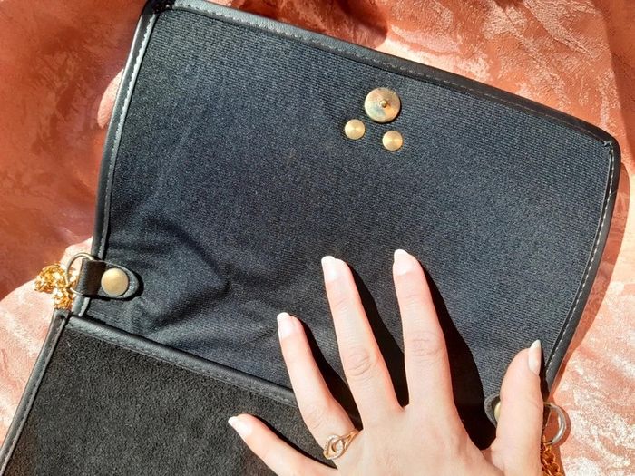 Sac bi matière daim et simili cuir bandoulière vintage - photo numéro 9