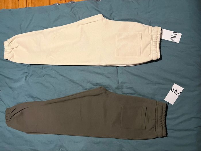 Lot de 2 pantalons joggers femme marron ZARA et beige taille élastique taille M