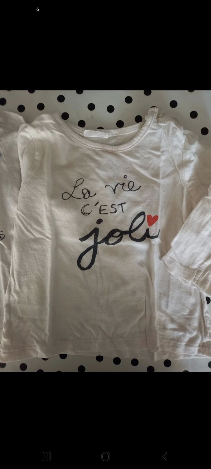 Lot de 3 t-shirts ML fille 12 mois - photo numéro 5