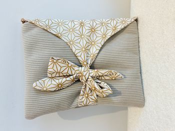 Pochette à livre de poche ou liseuse Beige et Or