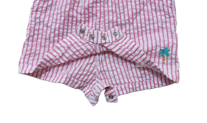 Combishort à rayures rose et blanc. C&A. Coton. Taille 12 mois. 80 cm. - photo numéro 5