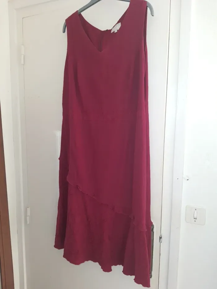 🌹Robe lin rouge cerise 44 - photo numéro 2