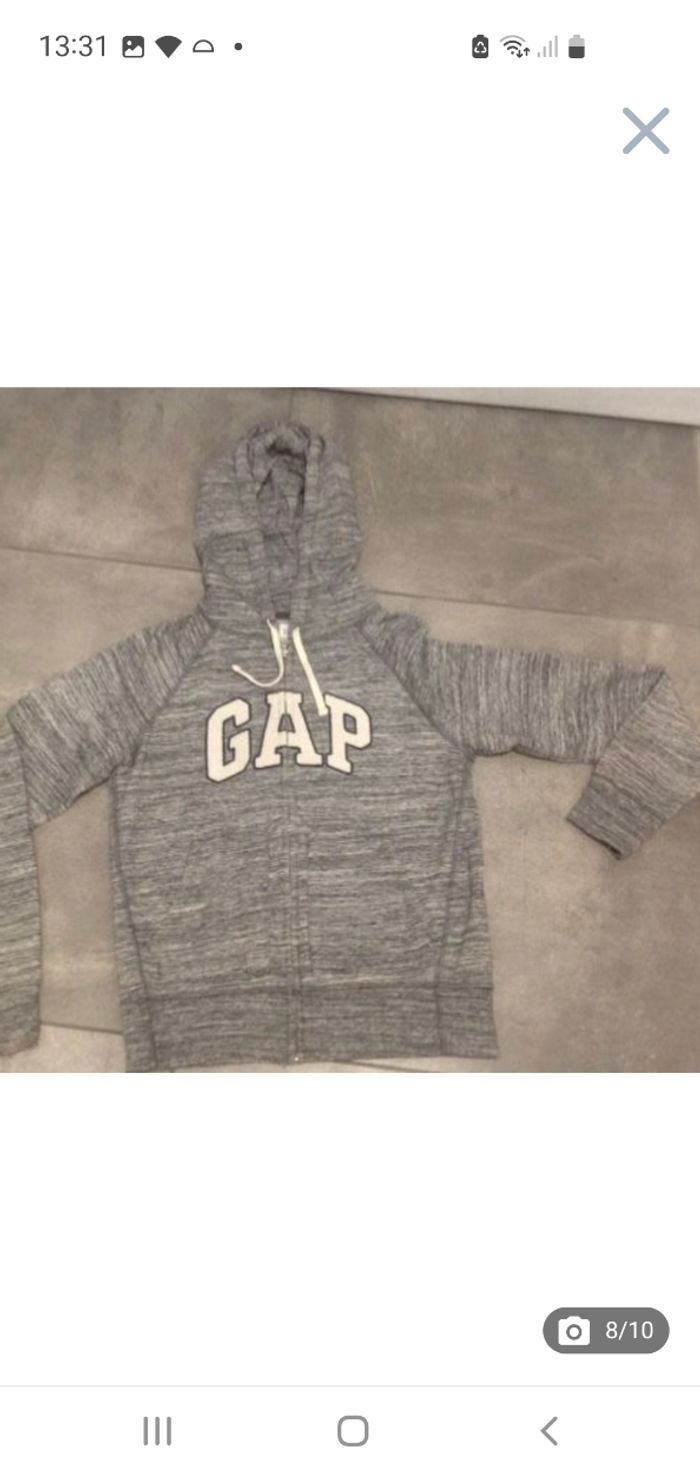 Veste zippée à capuche grise Gap XS - photo numéro 8